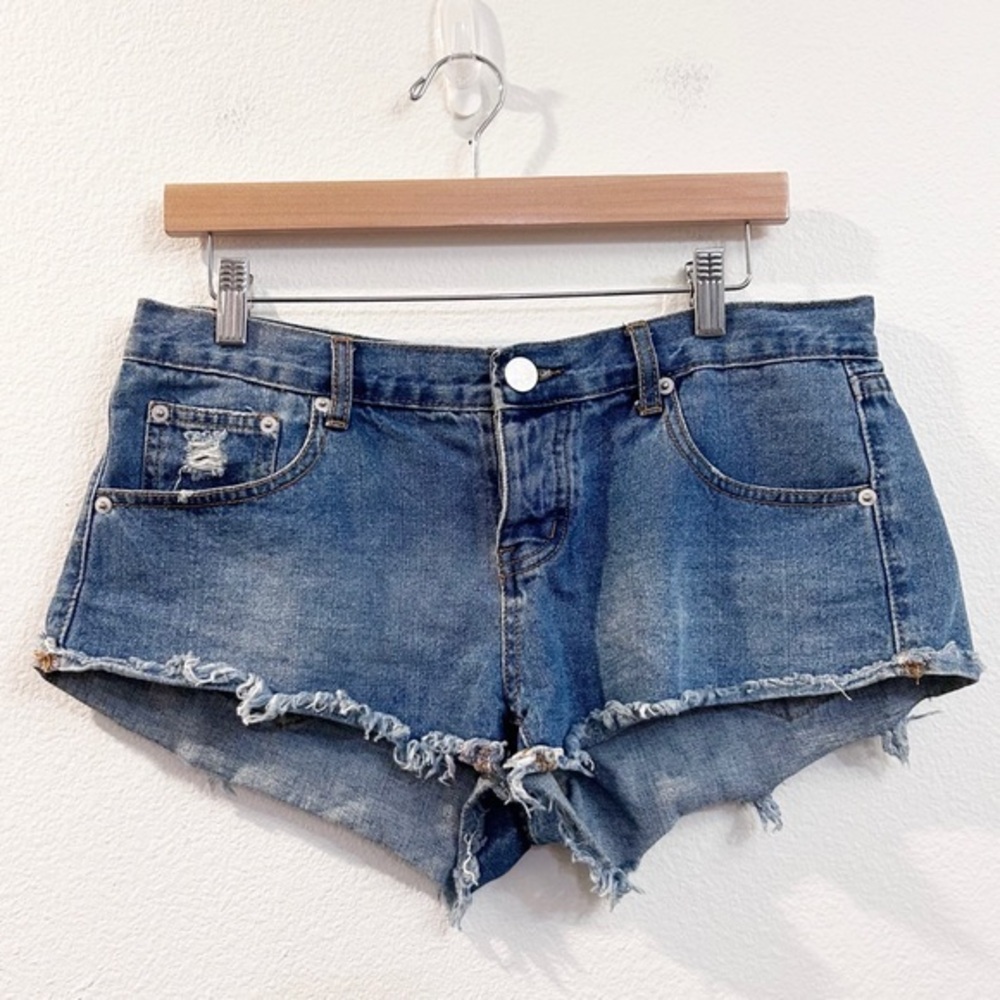 Superdown Midrise‎ Distressed Denim Cutoff Shorts Size 28